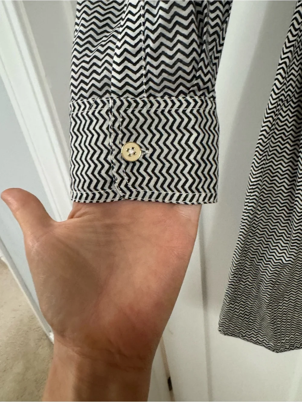 Tory Burch Zig Zag Shirt Dress with Tie Waist